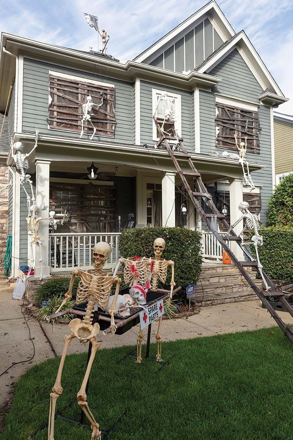 Two-Story House Skeleton Scene
