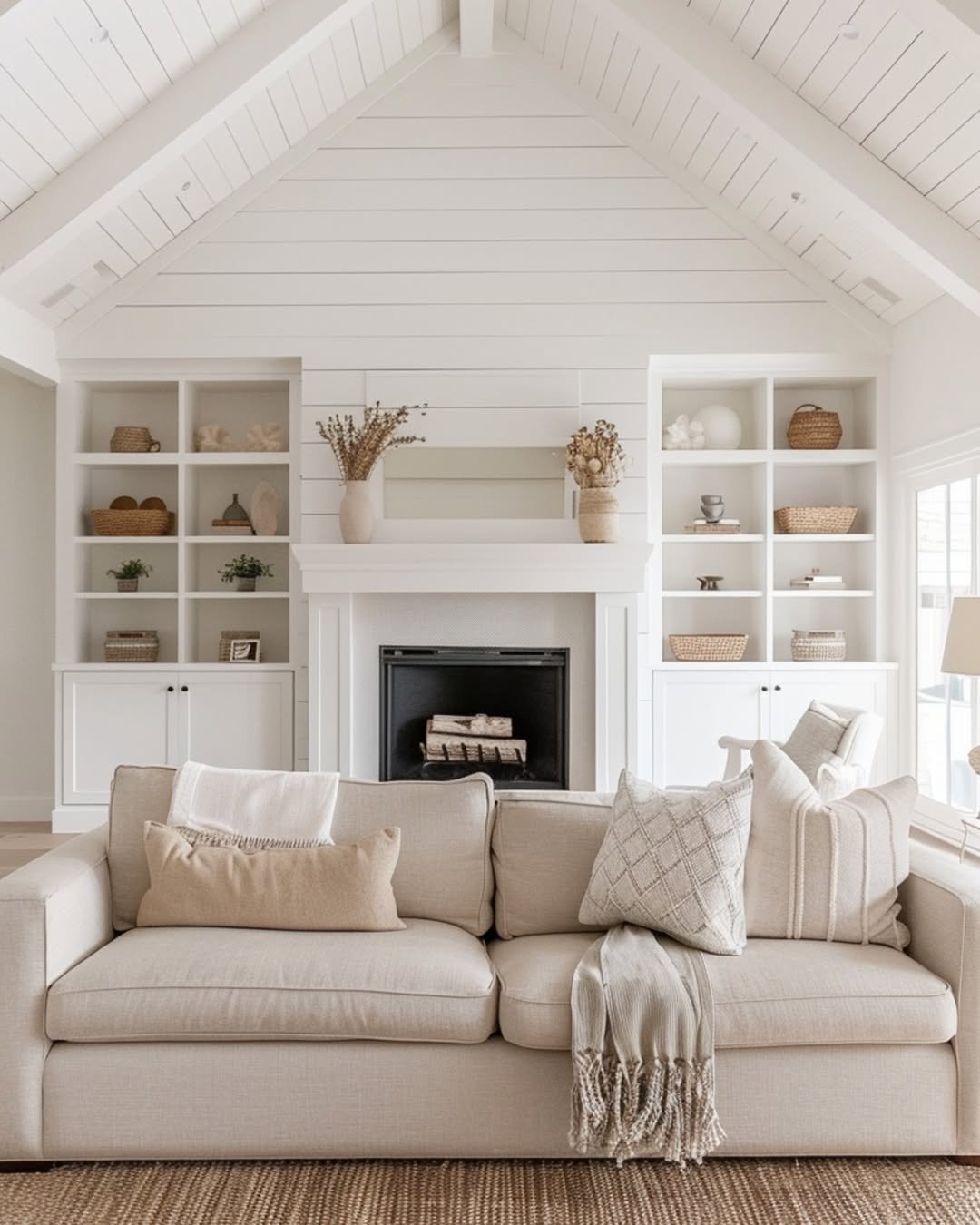 Vaulted Room in All White