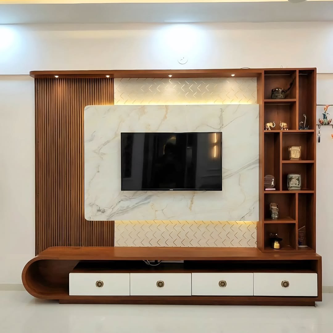 Walnut Fluted Media Wall