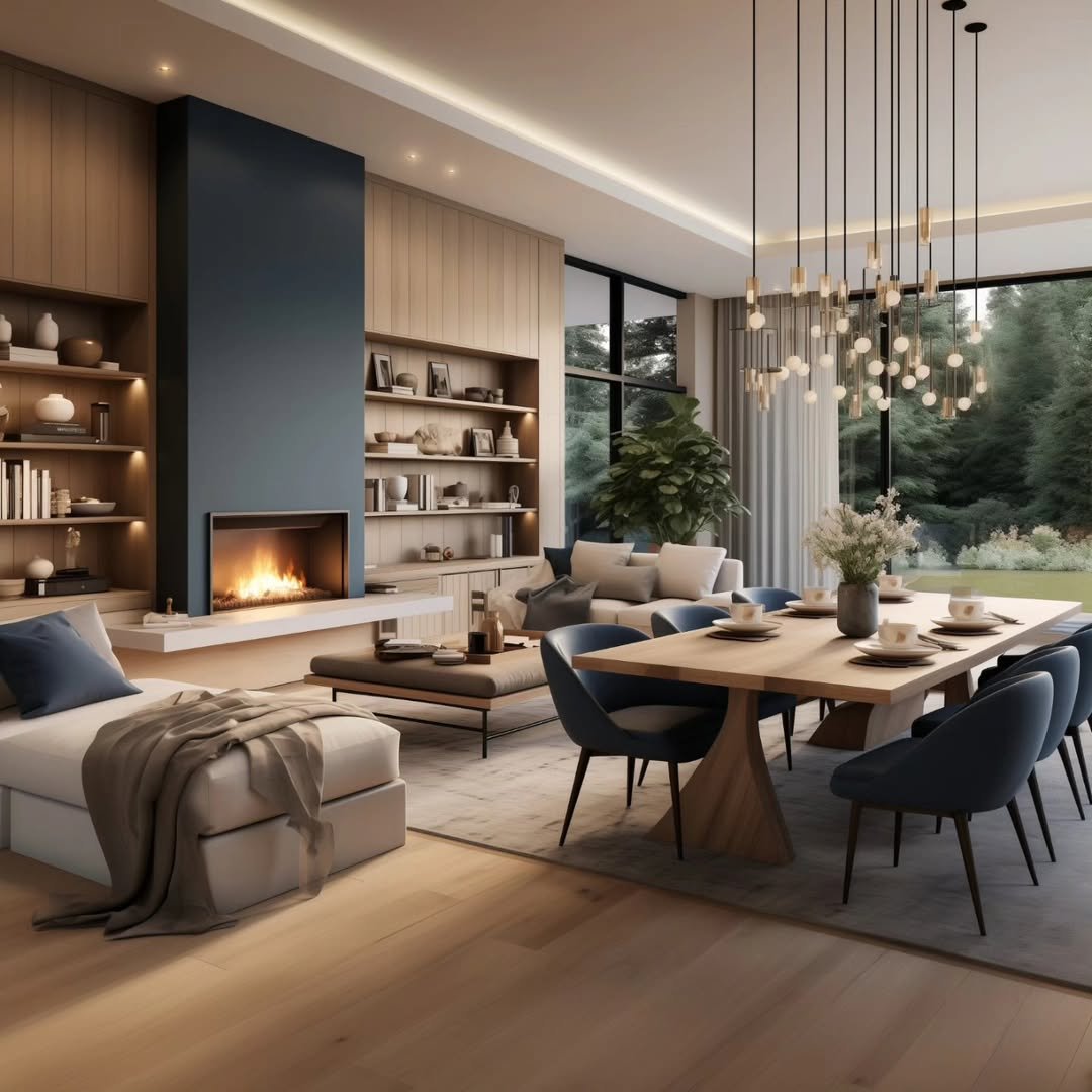 Warm Dining and Lounge Space