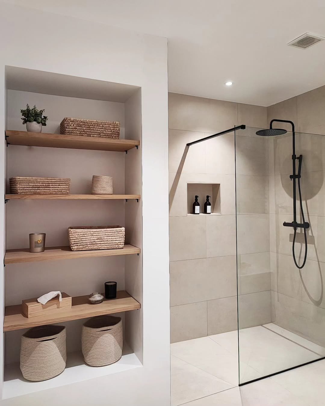 Warm Minimal Corner Shelving