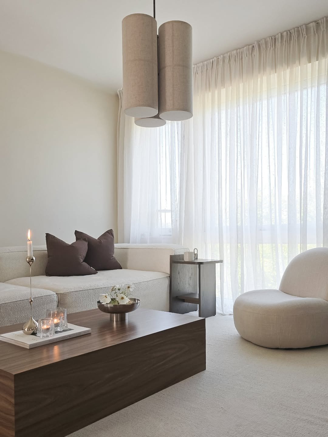 Warm Minimalist Boucle Living Room