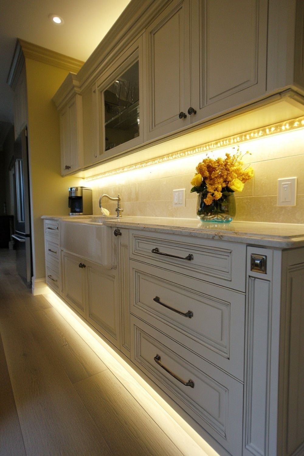 Warm Strip Lighting for Cabinets