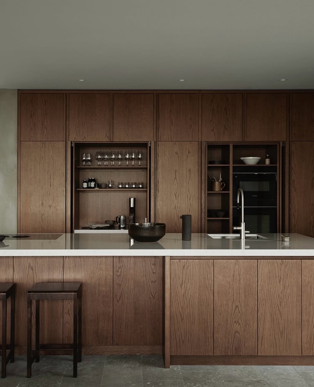 Warm Walnut Wall Cabinetry