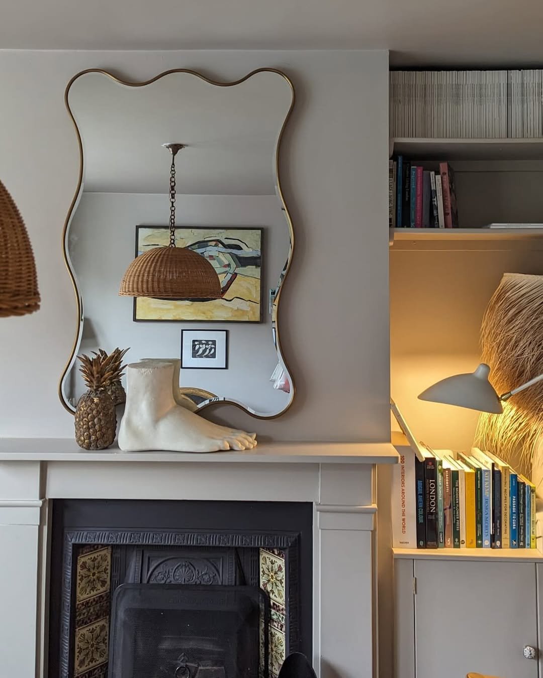 Wavy Organic Mirror with Brass Frame