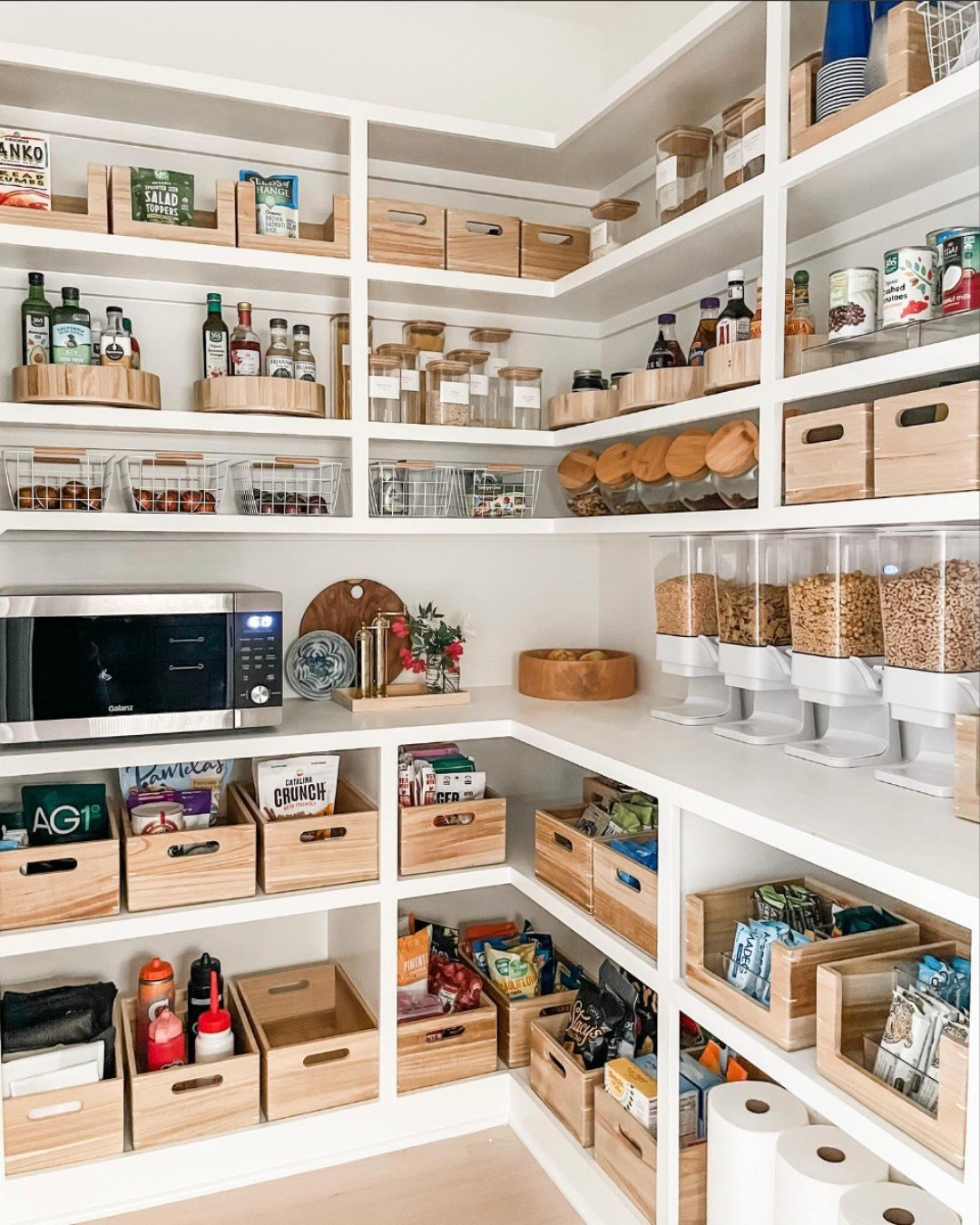 White and Cream Closet with Glass Shelves