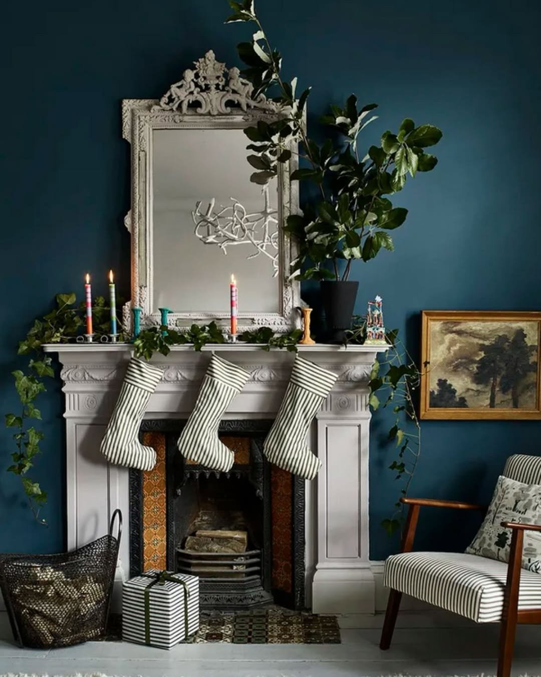 White Baroque Mantel Mirror