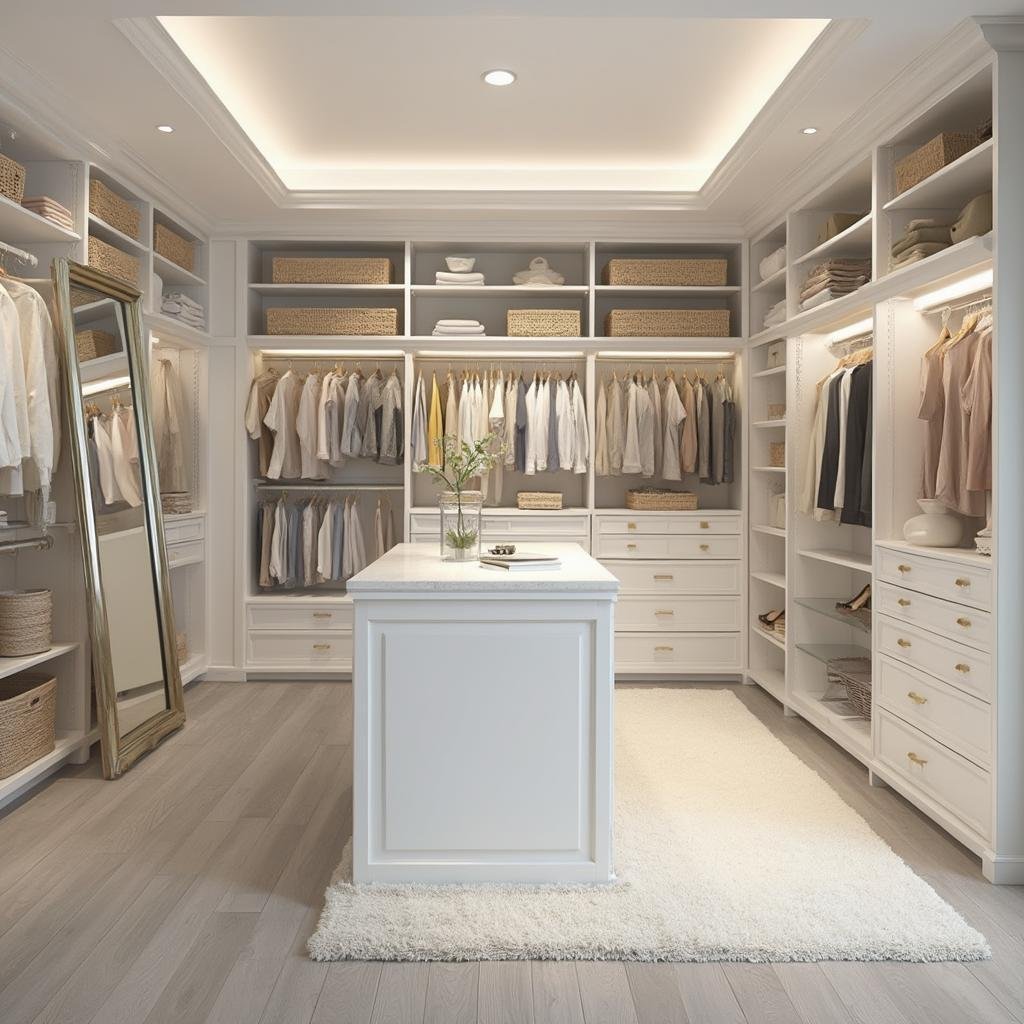 White Central Island Closet