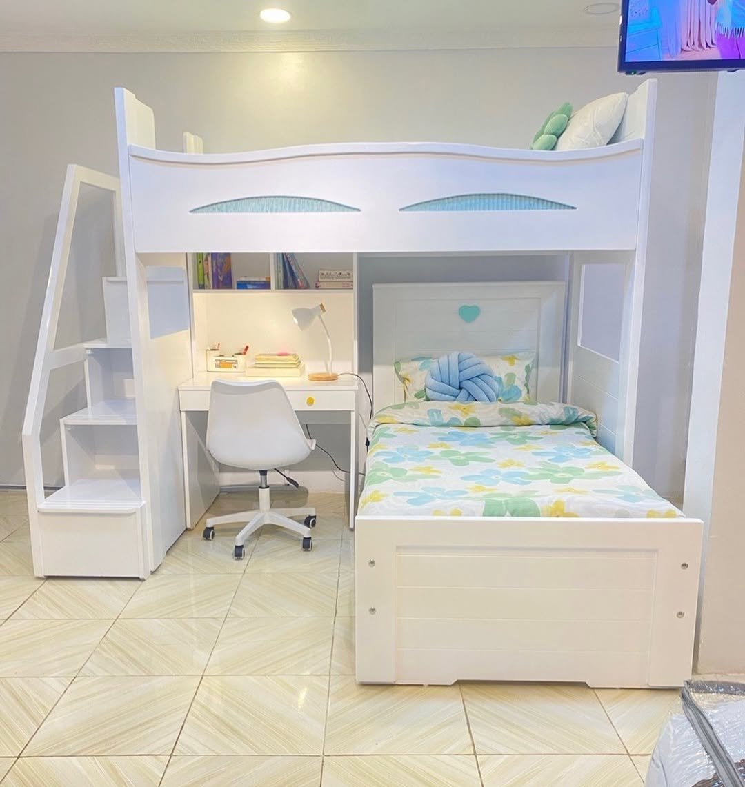 White High-Gloss Study Loft