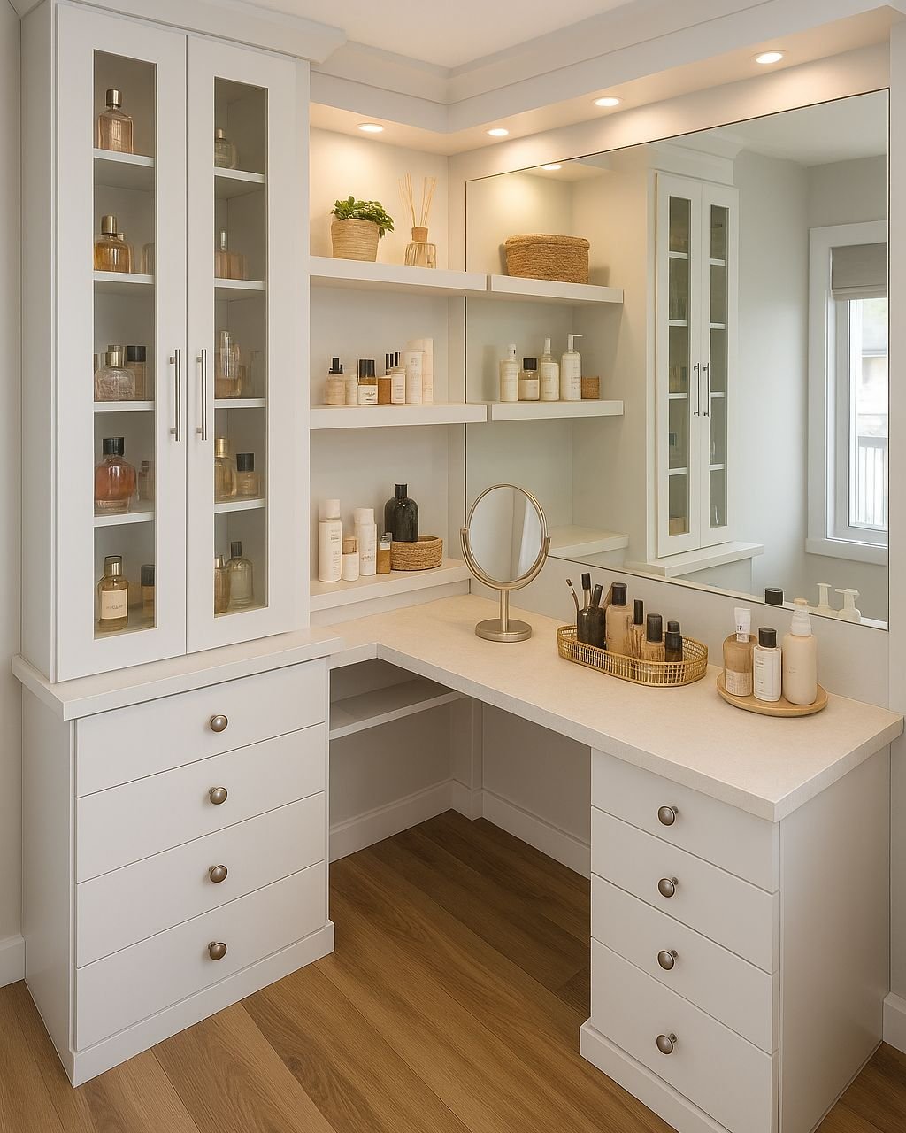White L-Shaped Closet Vanity