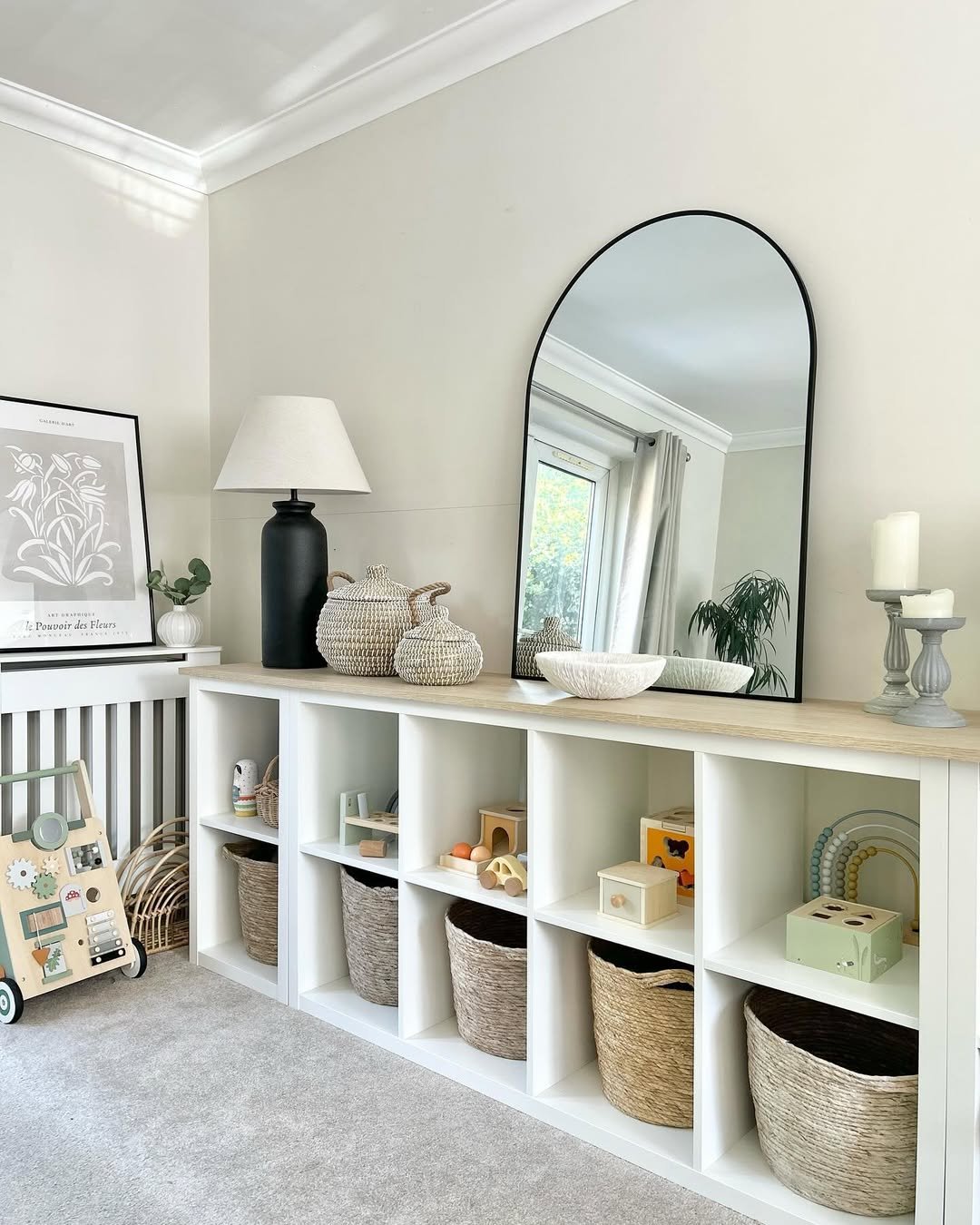 White Low Cube Storage Wall
