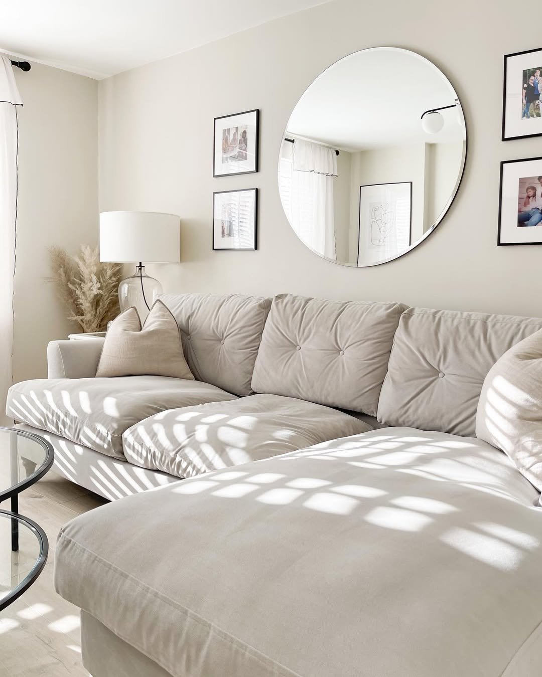 White Mirror Behind Sofa