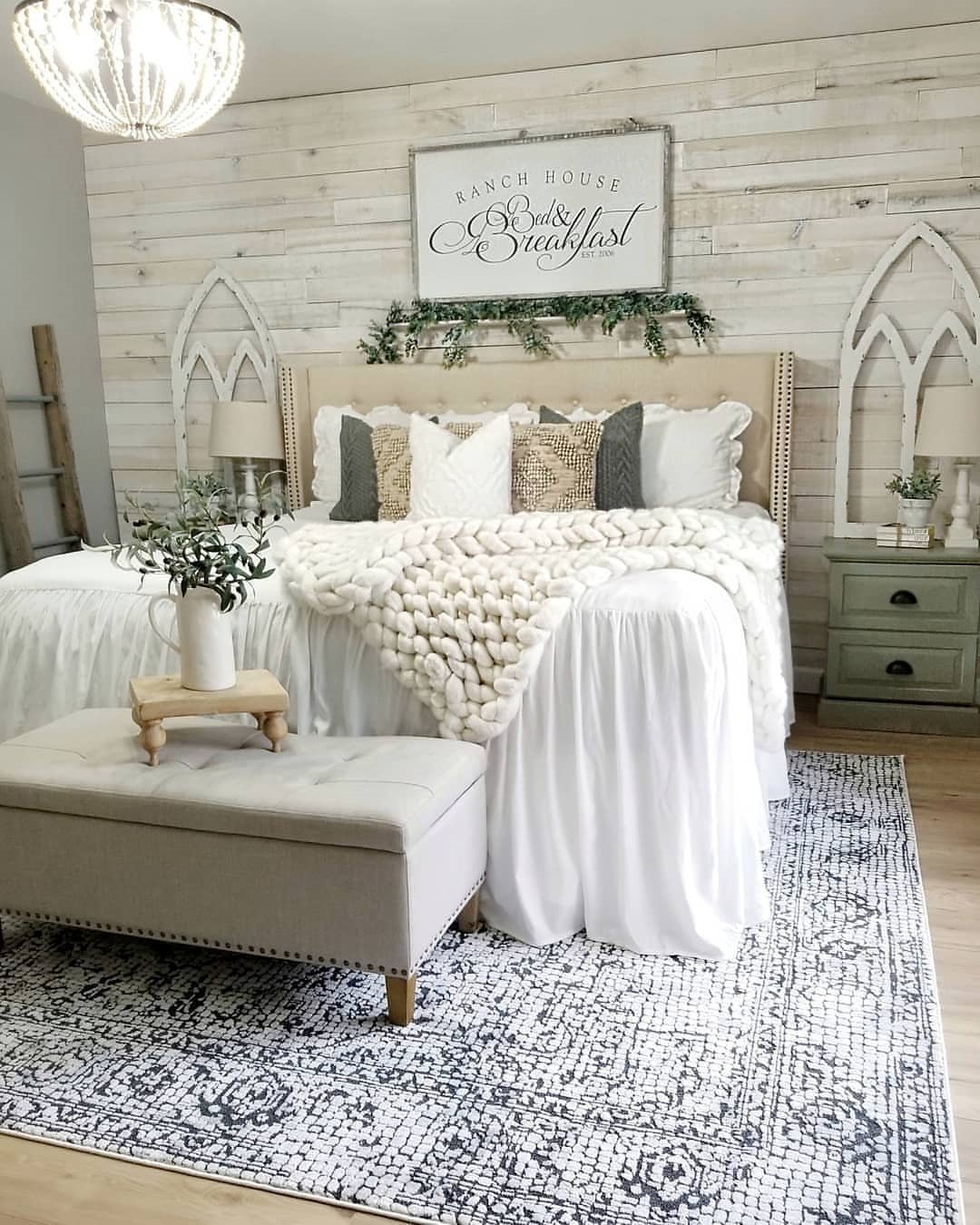 Whitewashed Plank Bedroom