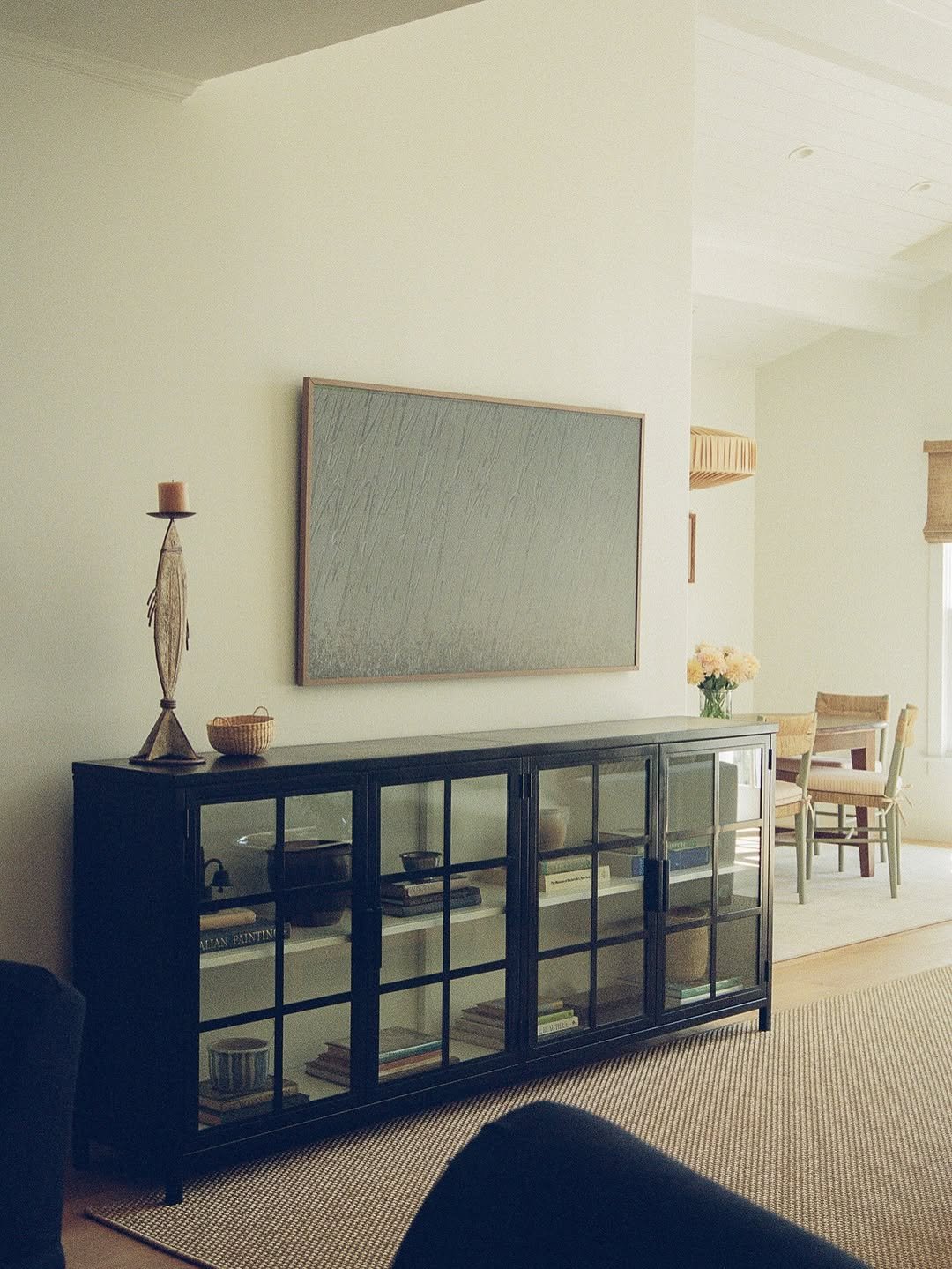 Wide Black Cabinet Under Samsung Frame TV