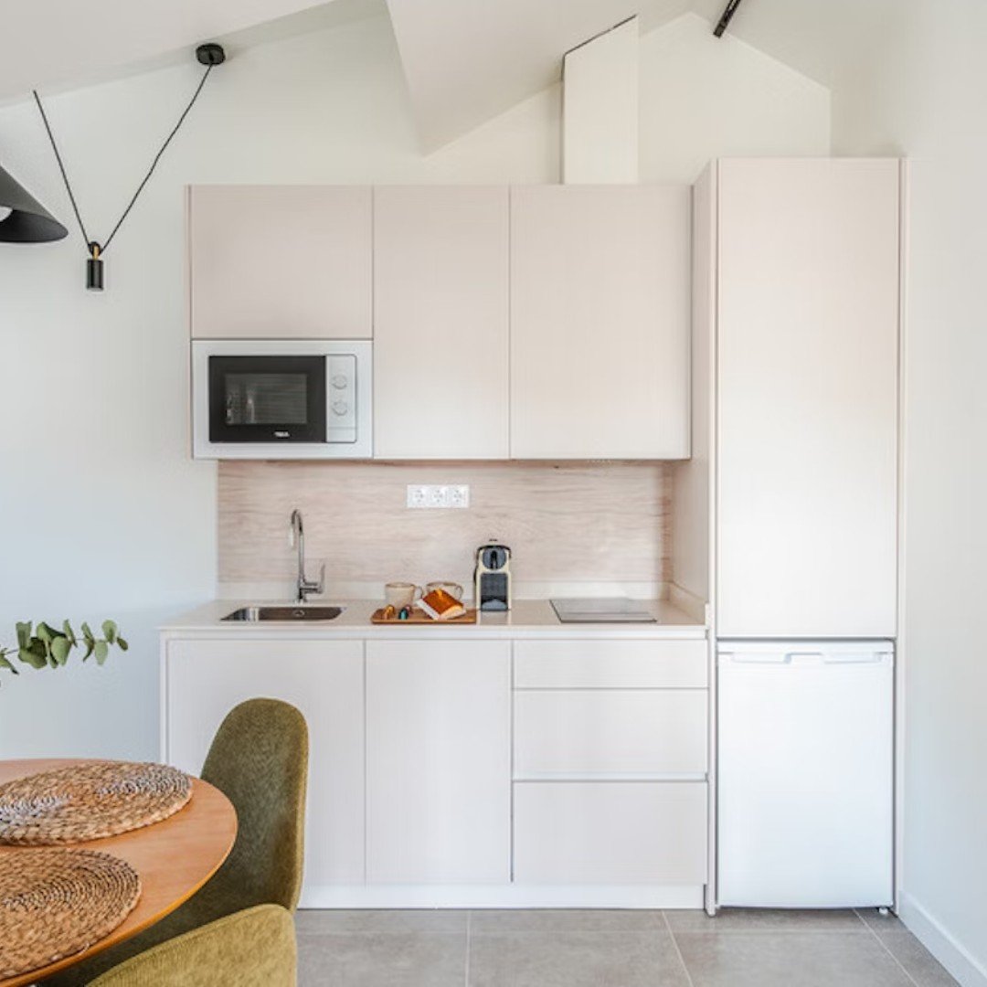 Wood Accents with a Marble Island