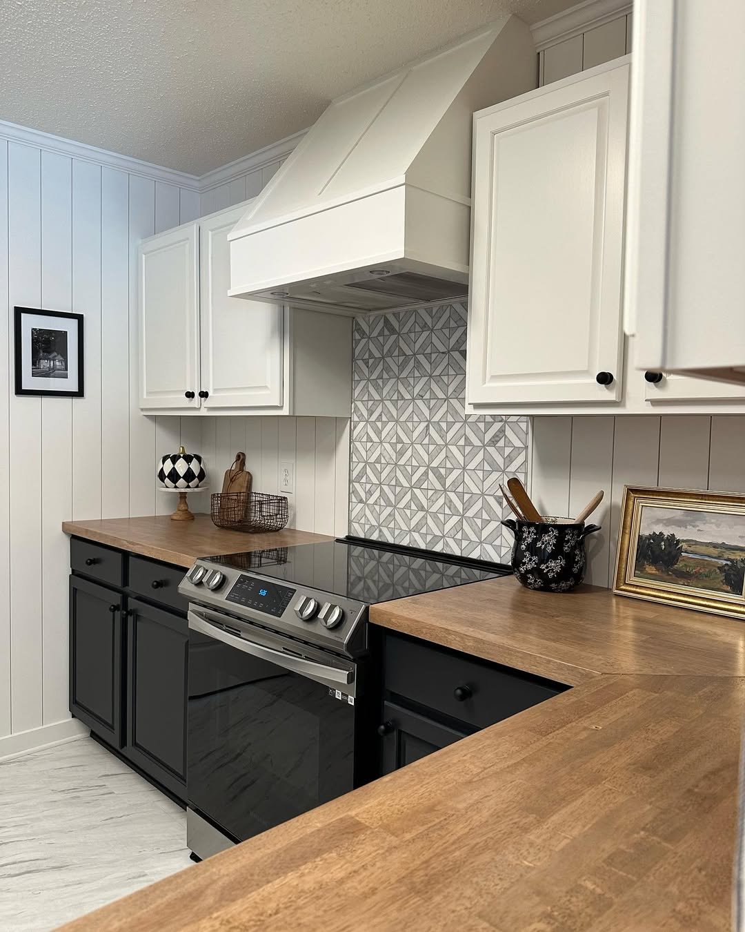 Wood in a Black and White Kitchen