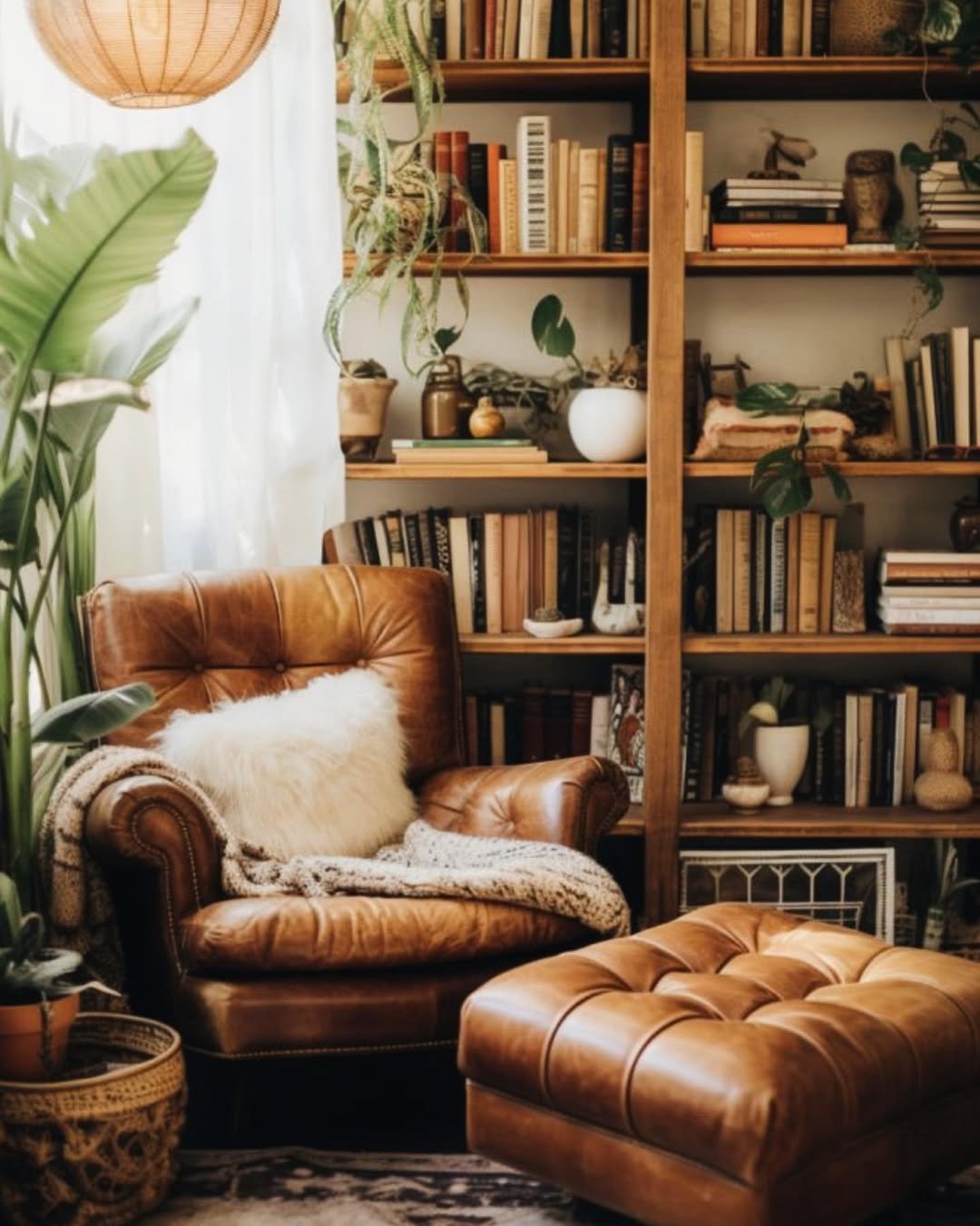 Wood lounge with mid-century style